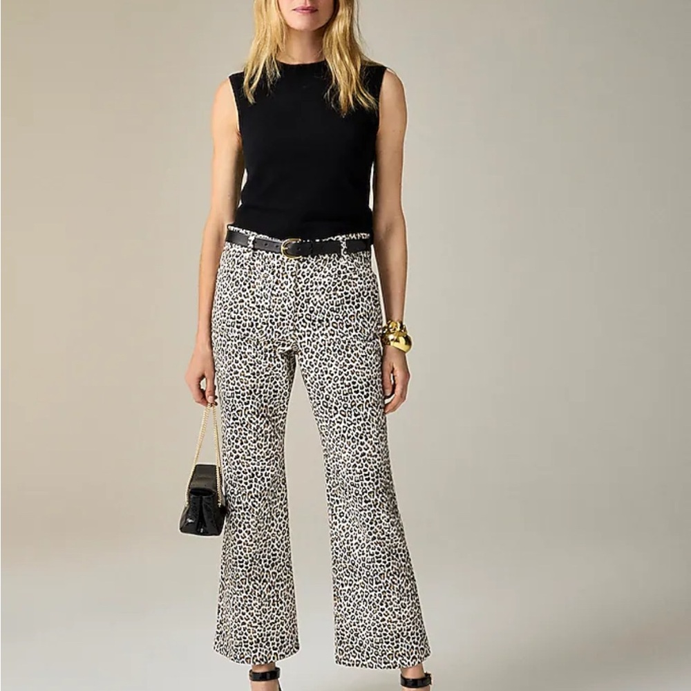 J. Crew Black and White Leopard Print Cropped Jeans